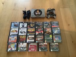 Sony PlayStation 1 Konsole mit 2 Controllern und 22 Spielen