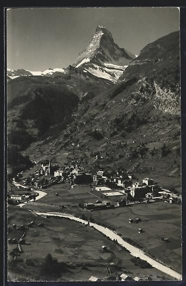 Cartoline postali: AK Zermatt, Teilansicht mit Matterhorn – Usato da Berlin venduto da bartko-reher