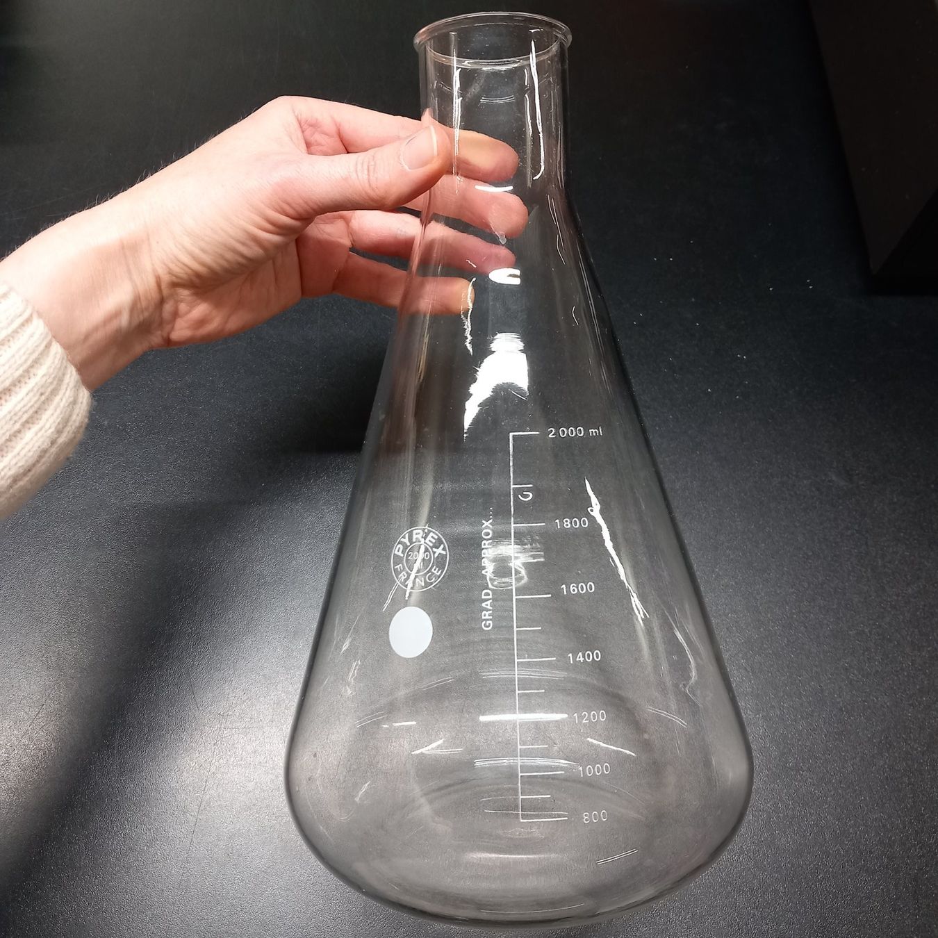 Bicchieri: Laborglas Erlenmeyerkolben Pyrex 2000ml – Usato da Gwatt (Thun) venduto da umwelt-brocki