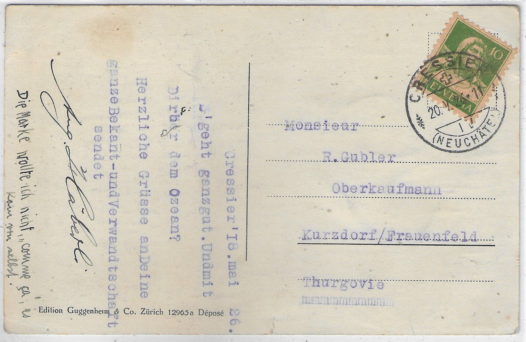 Cartoline postali: Cressier - Eglise – Usato da Ettingen venduto da Kartenplanet 1