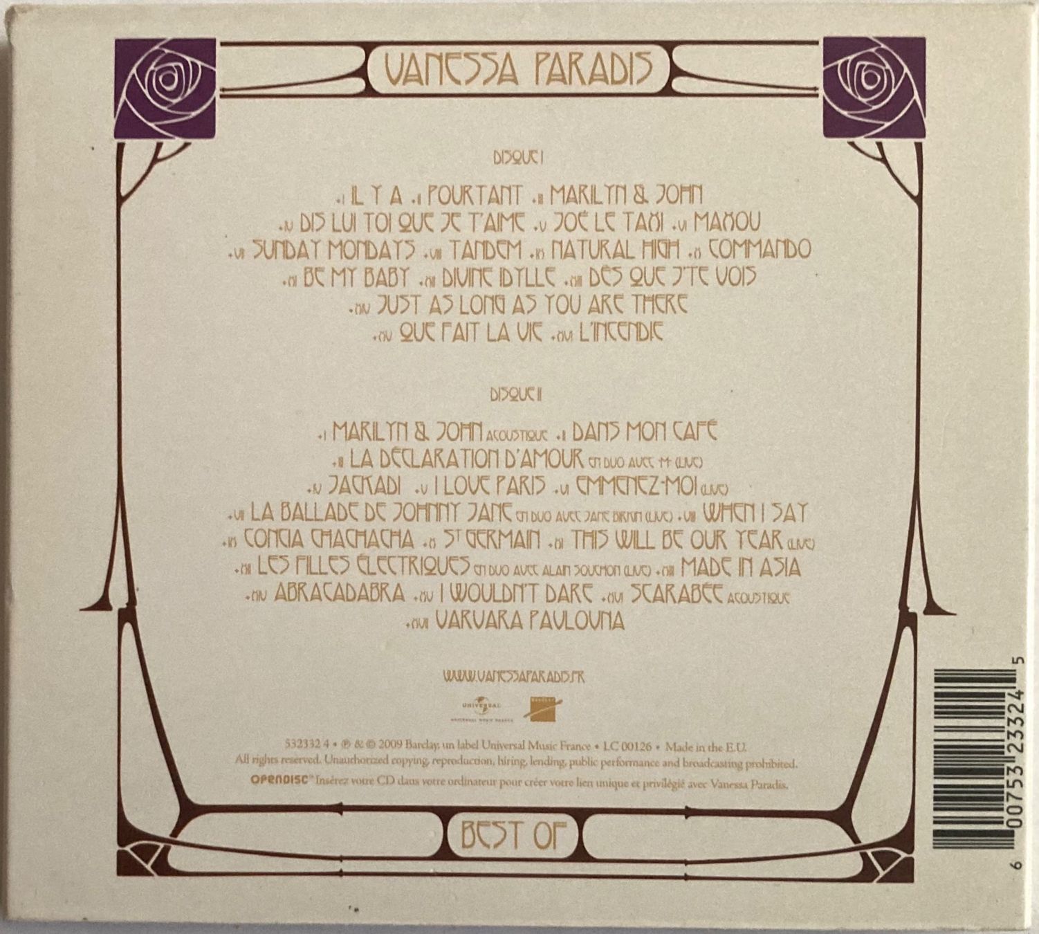 CD: VANESSA PARADIS - BEST OF – Usato da Poliez-Pittet venduto da Newtown-Records 1