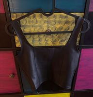 Schickes Leder Top, Schwarz, Grösse S