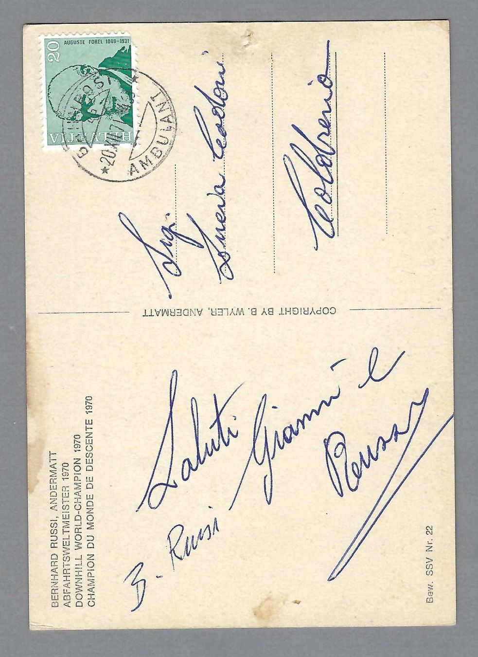 Autografi: BERNARD RUSSI, AK, HANDSIGNIERT – Usato da Pura venduto da ulisse1957 1