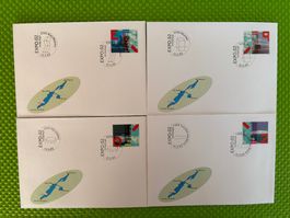 4 schön illustrierte  FDC, Expo 2002, 4 Standorte