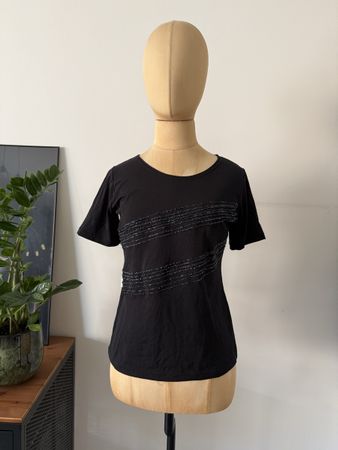 Vania Carvalho Shirt Gr. M | Perlen | Elegant | Schwarz