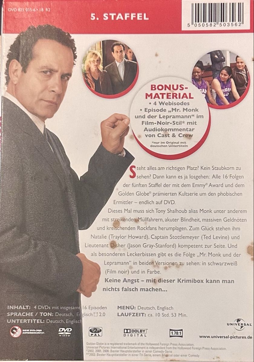 Alle DVDs: Monk 5. Staffel DVD Box Set Deutsch Englisch – Gebraucht aus Malters von Gustov 1