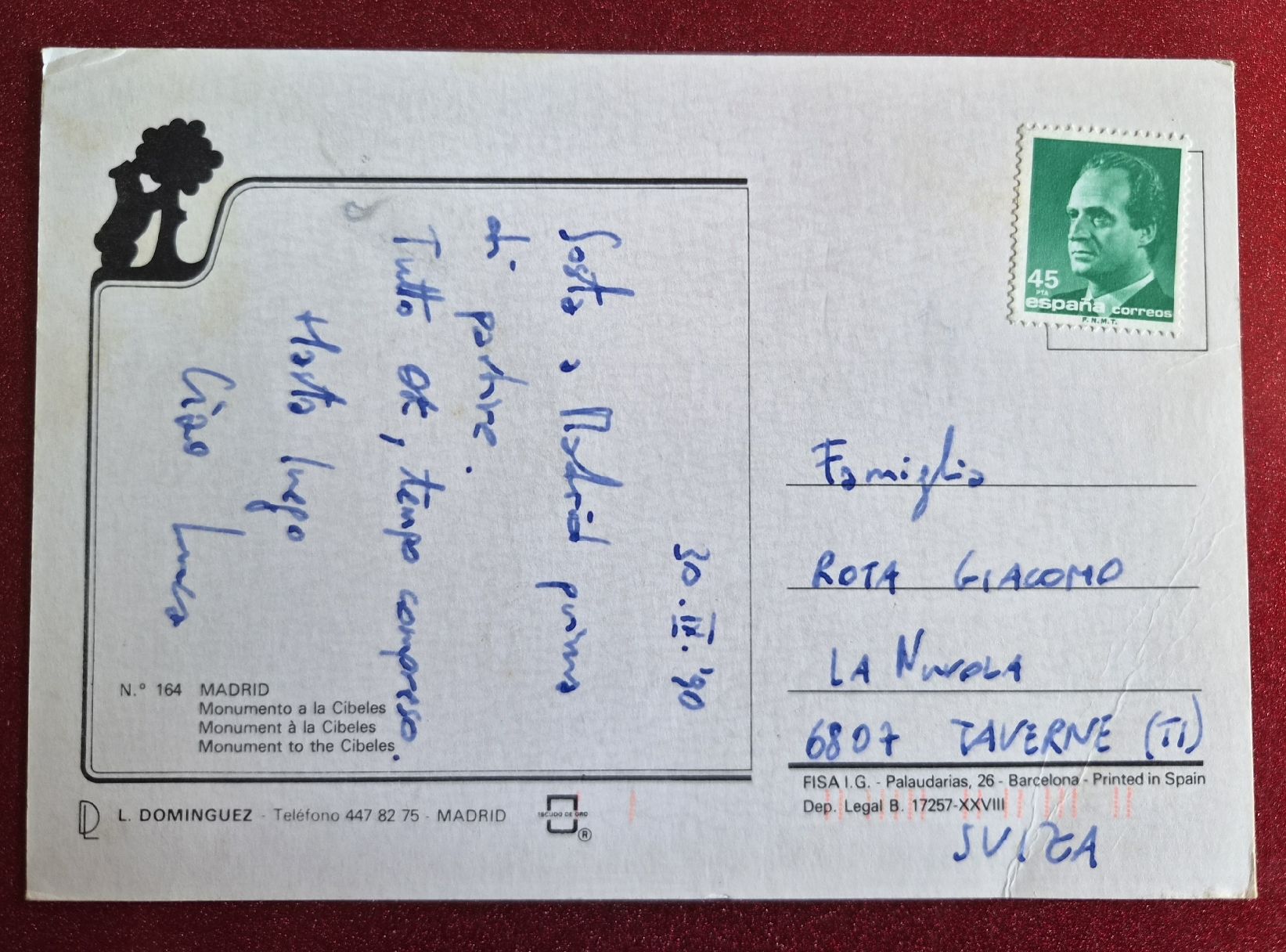 Cartoline postali: Madrid Denkmal Cibeles 1990, Spanien – Usato da Melchnau venduto da Arthurius 1