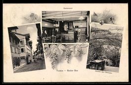 AK Twann-Bieler See, Restaurant, Garten und Terrasse, Straße
