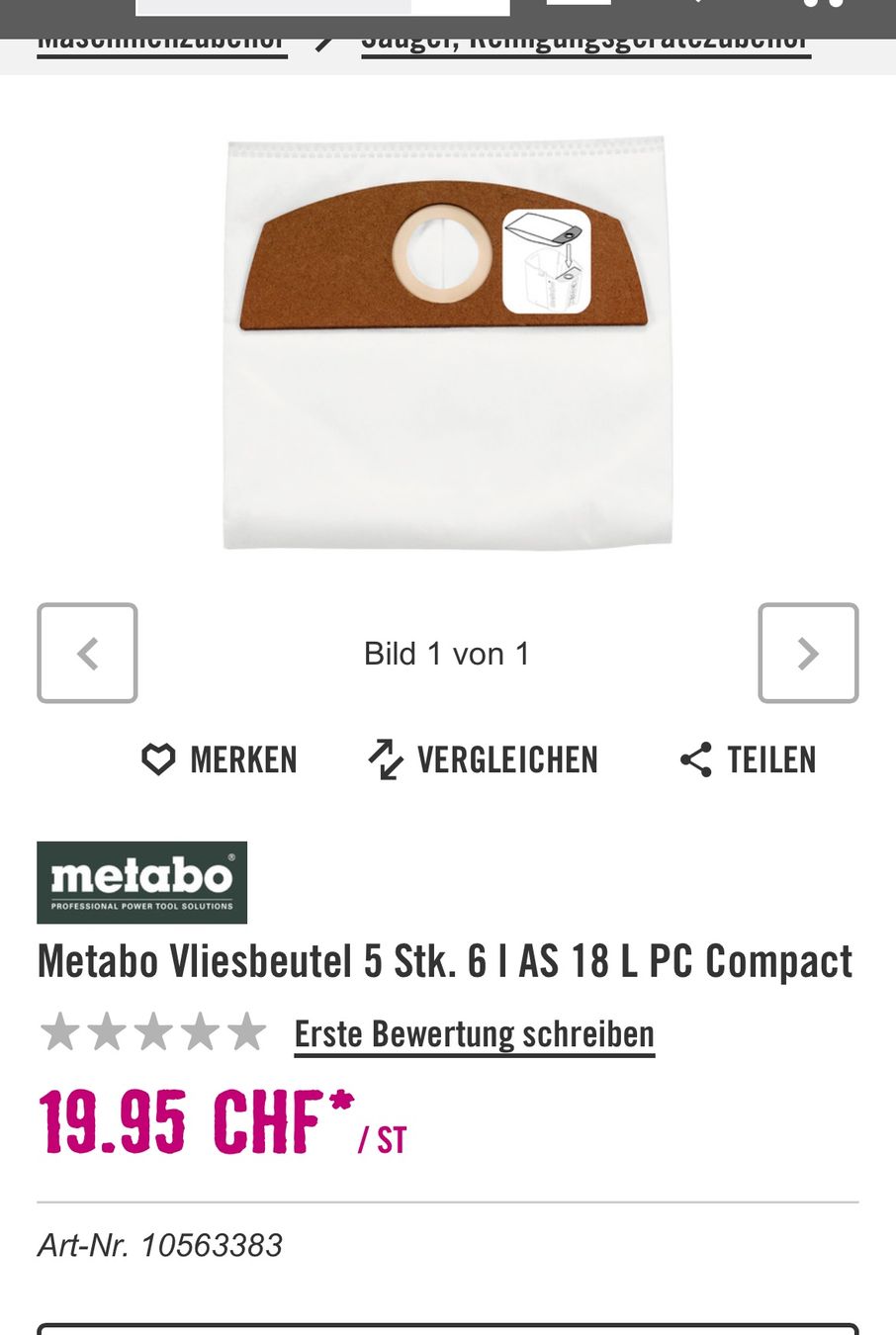 Behälter & Ähnliches: Metabo Dauersaugbeutel zu AS 18 L PC COMPACT – Gebraucht aus Hittnau von Oracel 5