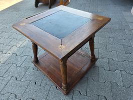 antiker Schiefer Holz Tisch mit Schublade Beistelltisch