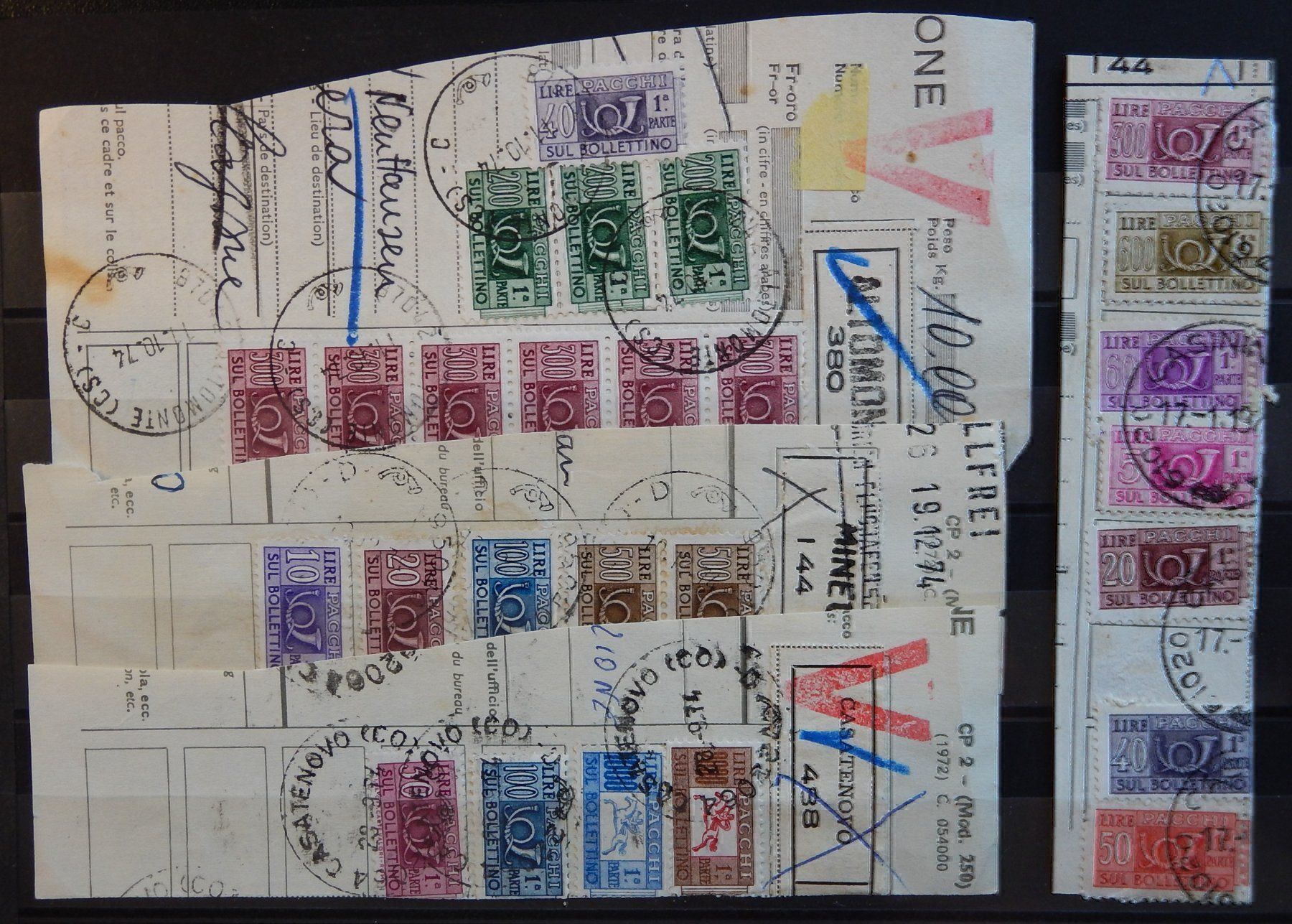 Alle Briefmarken: Italien Paketmarken Lot I – Gebraucht aus Zürich von Muehlekauf