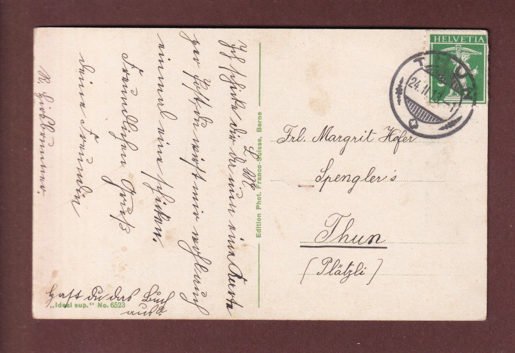 Ansichtskarten: THUN - Kirche - Pfarrhaus - 1913 – Gebraucht aus Pully von nicecards 1