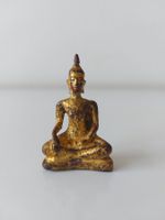 antike, kleine Buddha Figur aus Thailand  Bronze vergoldet
