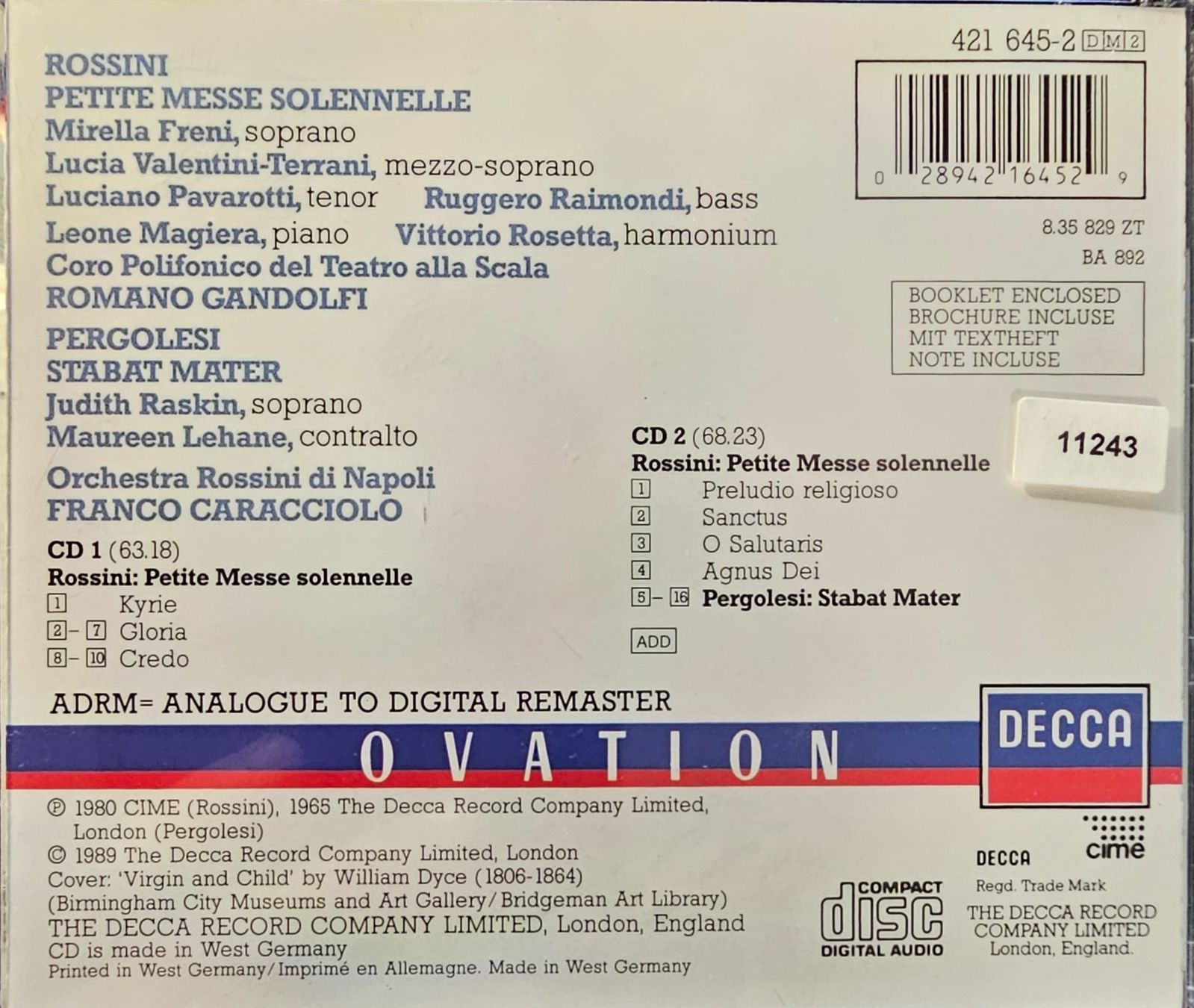 CDs: Rossini - Petite Messe Solennelle – D'occasion à Wahlen b. Laufen par Cg10 1