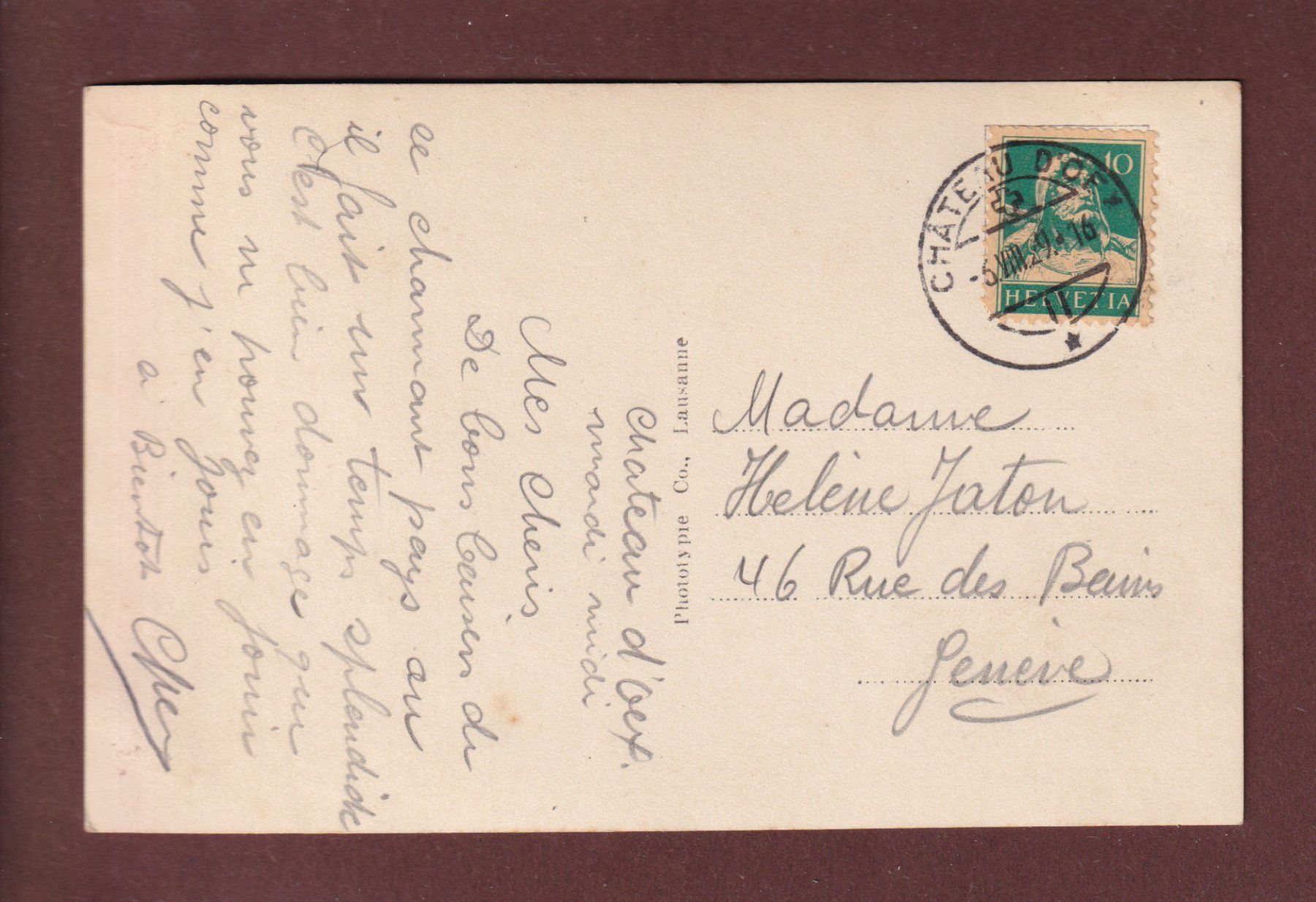 Cartoline postali: CHÂTEAU D'OEX - 1929 – Usato da Pully venduto da nicecards 1