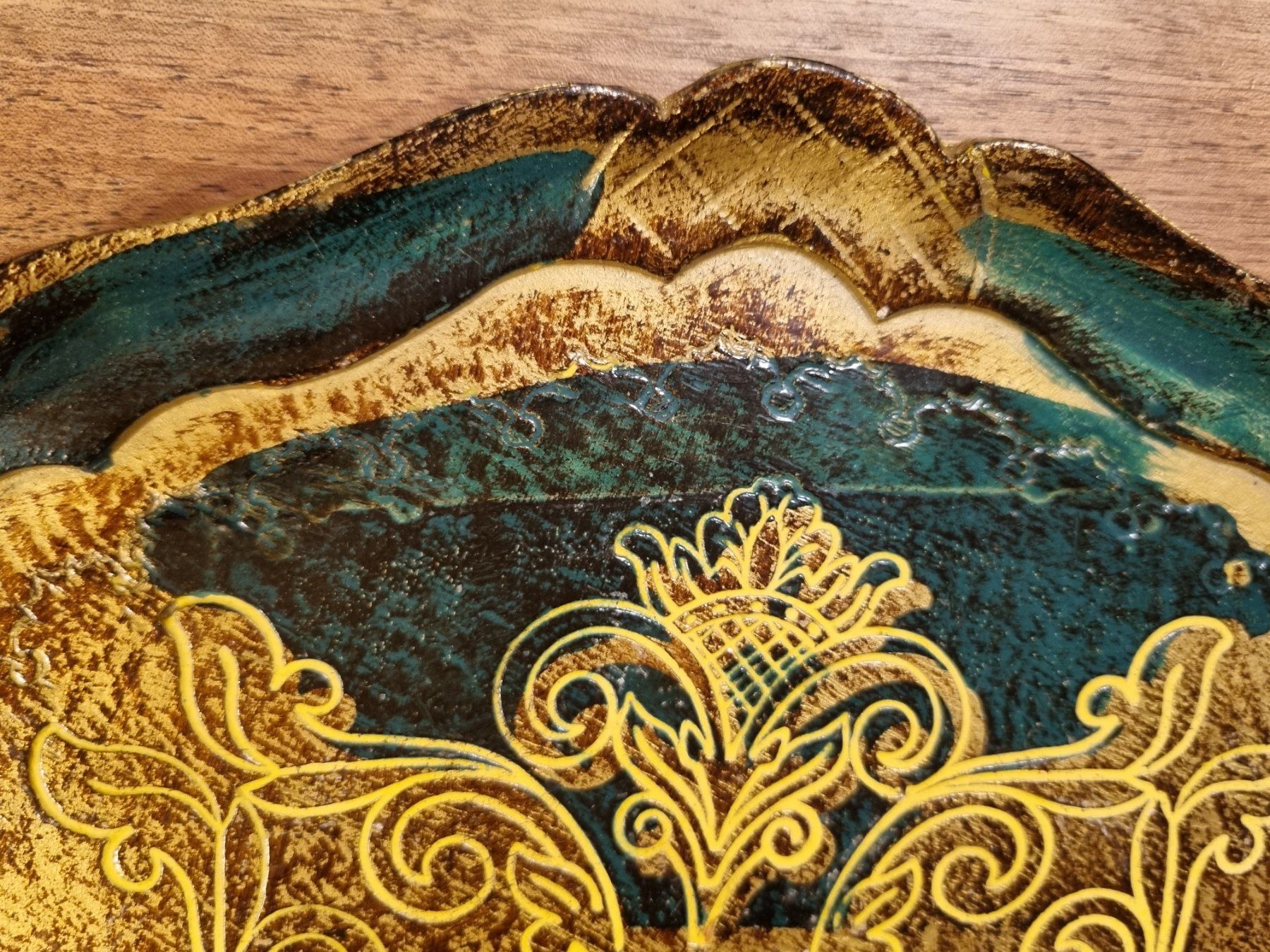 Piatti di portata: Vintage Florentiner Tablett grün-gold – Usato da Scharnachtal venduto da devin03 4