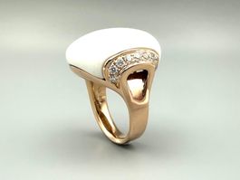 CHIMENTO. Bague en or rose 18K, agate et diamants