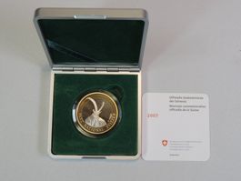 10 Fr. Bimetallmünze Steinbock 2007, PP im Etui