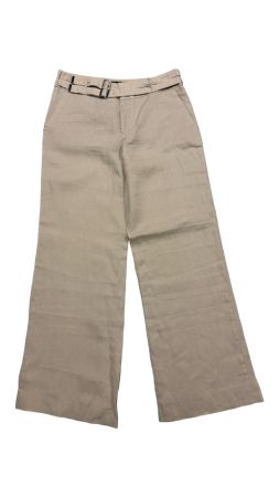 Zara Leinenhose mit weitem Bein und Gürtel beige 40 creme