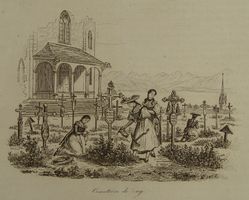 ZUG, KIRCHE, FRIEDHOF, STAHLSTICH 1836