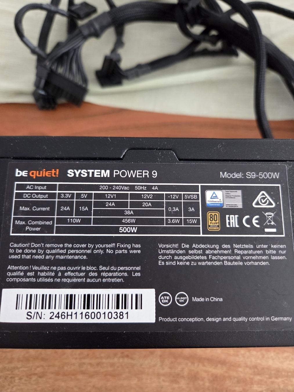 beQuiet! Componenti elettronici: be quiet! System Power 9 500W Netzteil – Usato da Alterswil FR venduto da Agape07 1