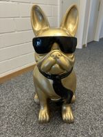 Dekofigur Bulldogge gold mit Sonnenbrille Deko