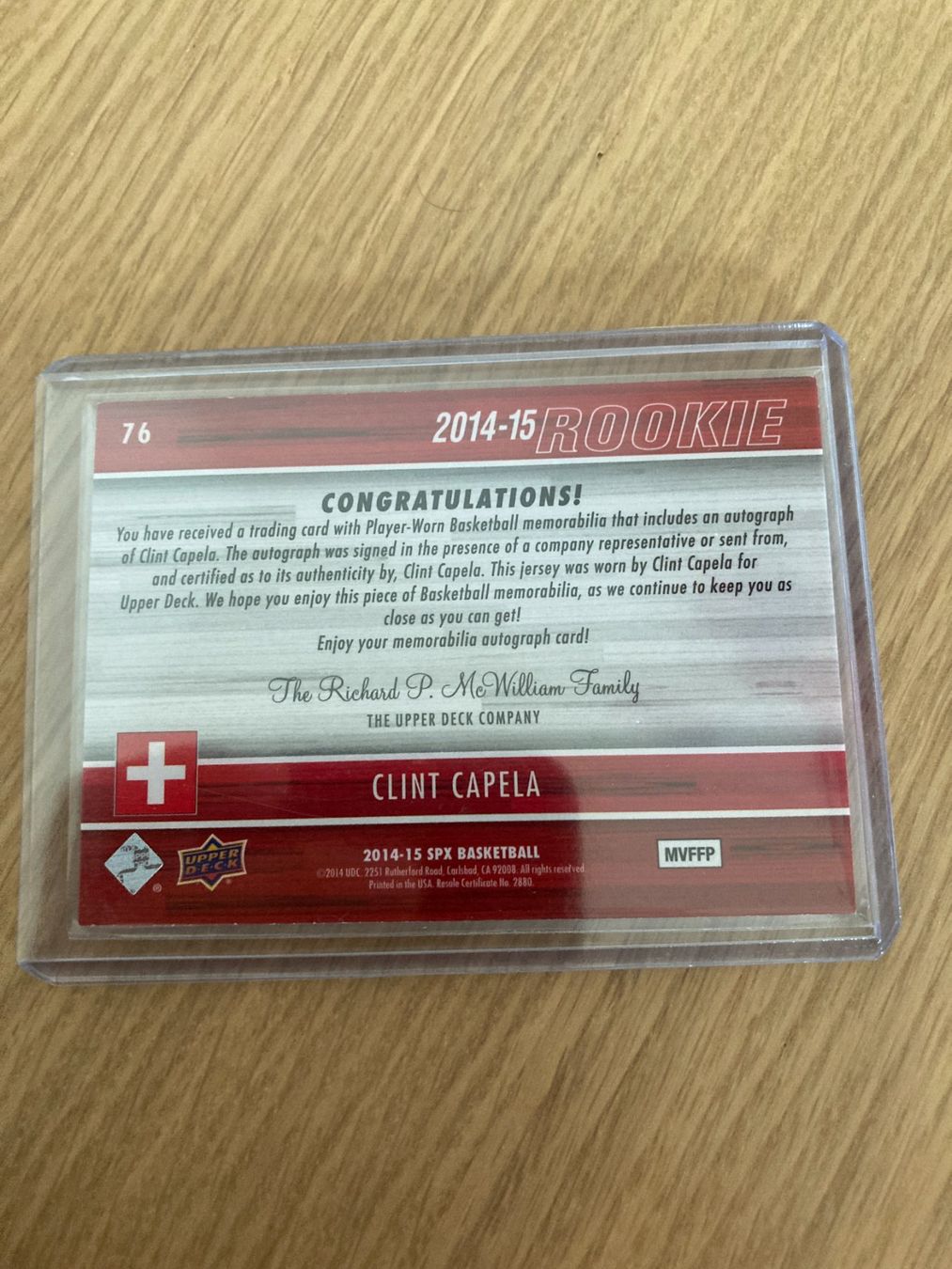 Cartes à collectionner: Upper Deck SPx NBA 2014-2015 - Clint Capela Auto Patch /499 – D'occasion à La Tour-de-Peilz par Tyalos_Cards 1