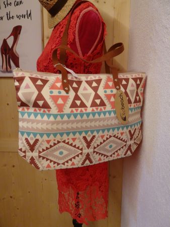 NEUE Badetasche / Strandtasche beige 33 x 31 x 12cm - 241208