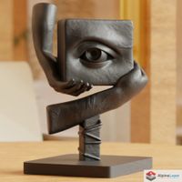 The Witness – Modern Surreal Eye & Hand Sculpture - 3D Print
