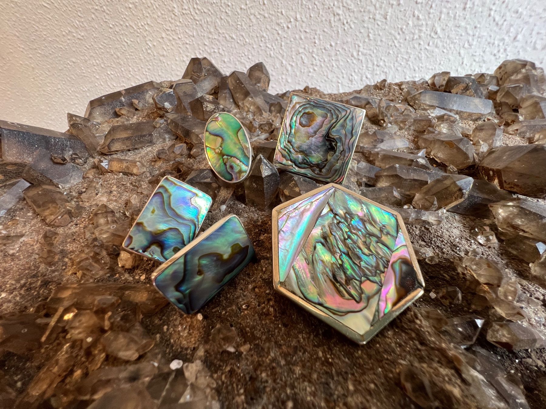 Anelli: Statement Ring quadratisch 925 Silber Abalone Paua Muschel – Nuovo (secondo la descrizione) da Bern venduto da Jiffy 9