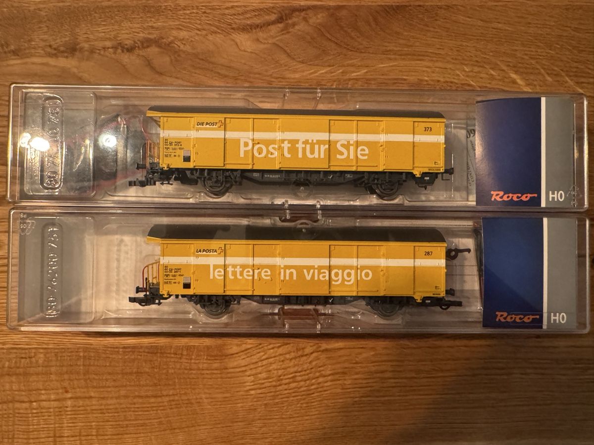 Roco Modellini di ferrovie: Roco H0 76202 Postgüterwagen Z2, gelb, post, SBB, AC – Usato da Spiez venduto da touchtomuch