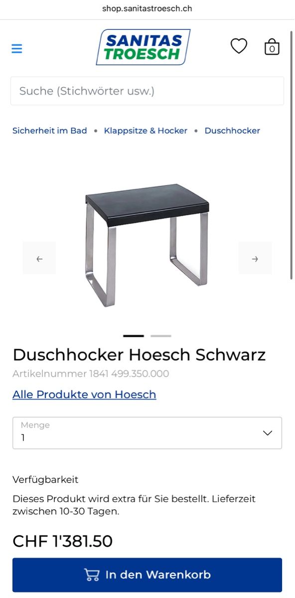 Sgabelli: Duschhocker Hoesch Schwarz – Nuovo (secondo la descrizione) da Zug venduto da Ratna 4