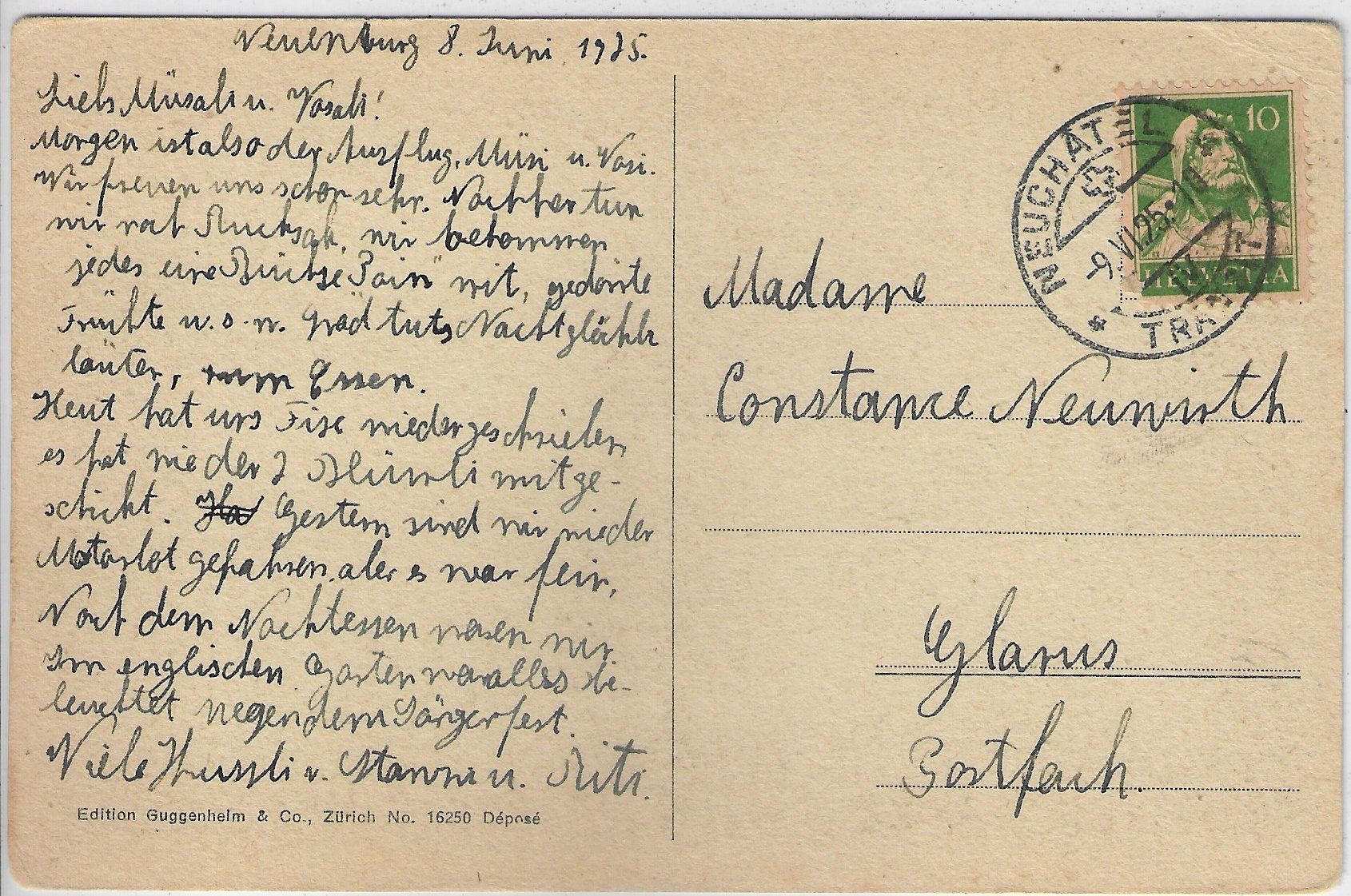 Cartoline postali: Neuchatel - Croix du Marche – Usato da Ettingen venduto da Kartenplanet 1