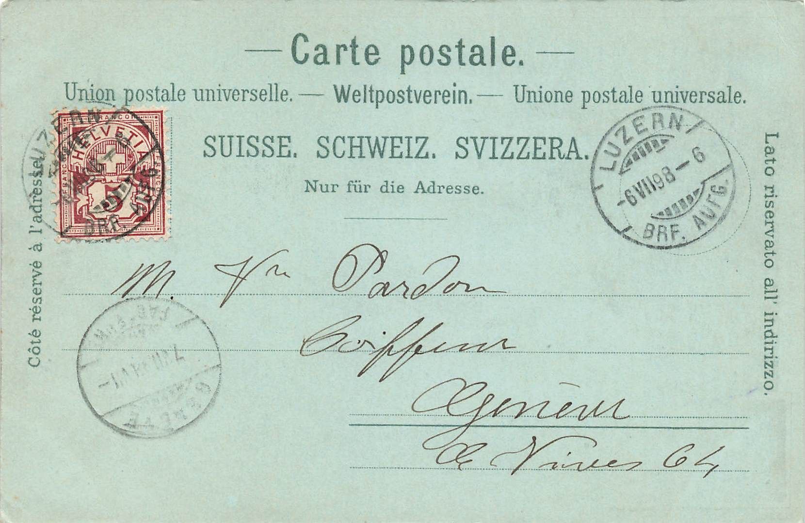 Cartoline postali: Gruss aus Luzern Litho – Usato da Biasca venduto da Blenio71 1