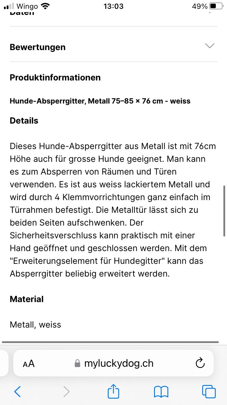 Trixie Gabbie, trasporto & Sicurezza: Trixie Hundegitter – Usato da Wettswil venduto da lalinda85 3