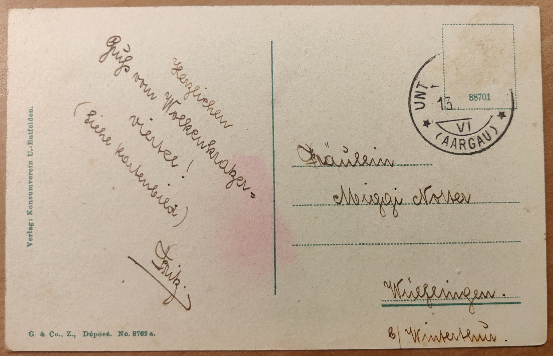 Cartoline postali: Bauernhäuser in Unterentfelden mit Strohdächern um 1910 – Usato da St. Erhard venduto da Chaeferli6 1