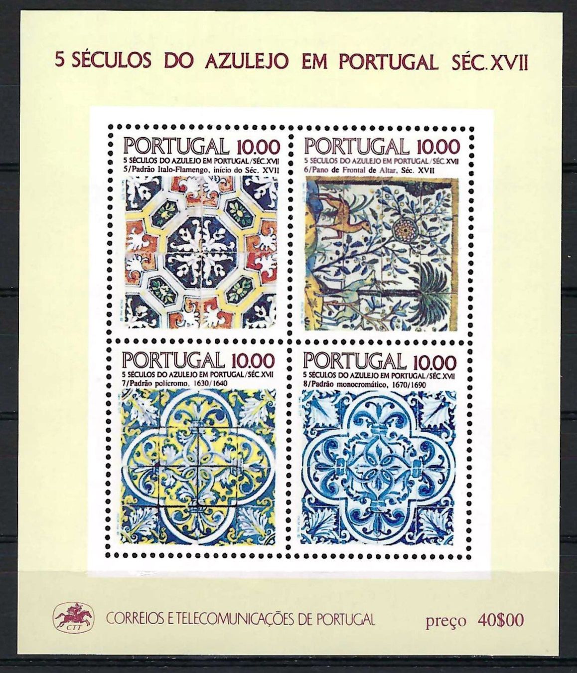 Tutti i francobolli: Portugal 1982 block – Nuovo (secondo la descrizione) da Laupersdorf venduto da Rc.Jb