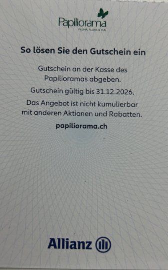 Buoni: Papiliorama 20% Gutschein – Nuovo e nell'imballaggio originale da Burgdorf venduto da MCSchweizer88 1
