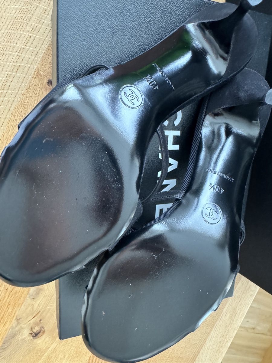 Chanel Damenschuhe: Chanel Pantolette schwarz Satin / Rips – Neu (gemäss Beschreibung) aus Wallisellen von Corinne.- 5