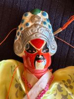 Marionette chinesische Oper Vintage Porzellan, Seide, Holz