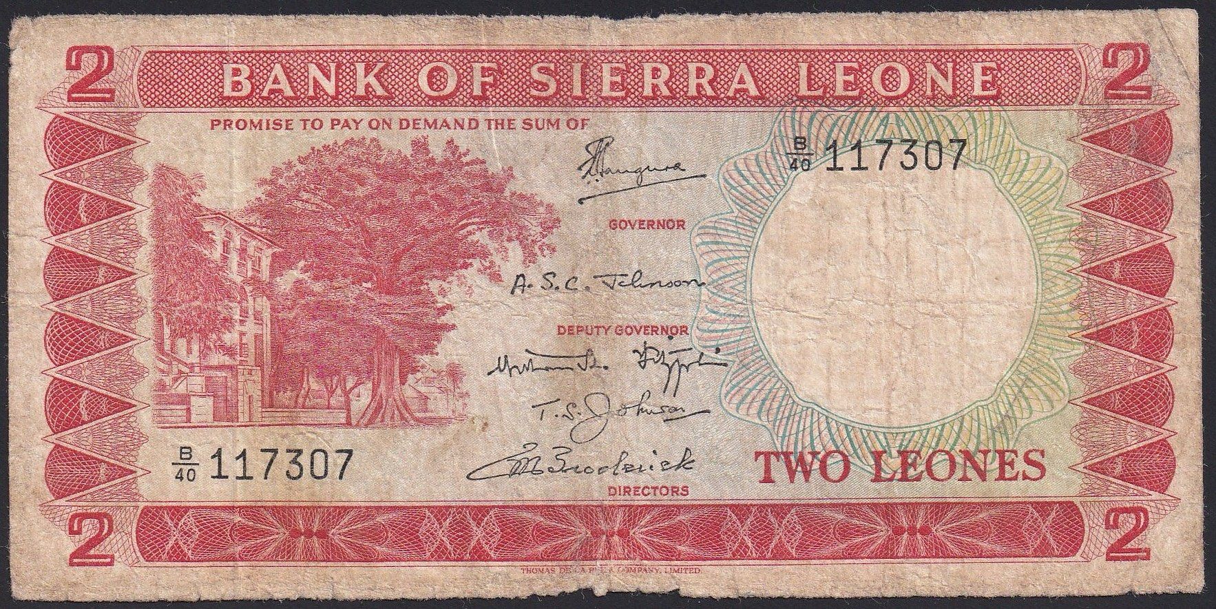 Banknoten: Sierra Leone 2 Leones 1970 – Gebraucht aus Brugg AG von banknoten_muesli