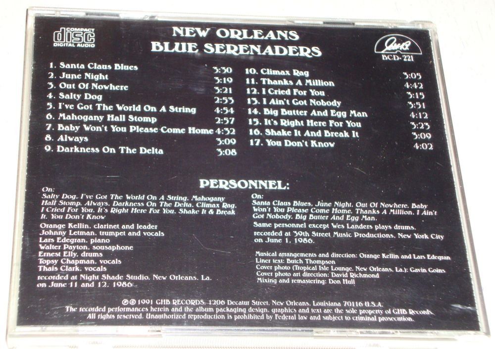 CD: New Orleans Blue Serenaders – Usato da Unterbäch venduto da vuqsa 1