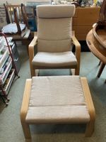 IKEA Poäng Schaukelstuhl mit Hocker, evt. Birkenfurnier