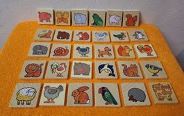 Holzplättchen, Tiere lernen 30 Stück / assortiert