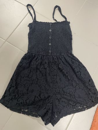 Hollister Jumpsuit Schwarz Grösse M Spitze mit Knöpfen
