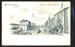 Litho Schaffhausen am Rheinfall, Hotel N