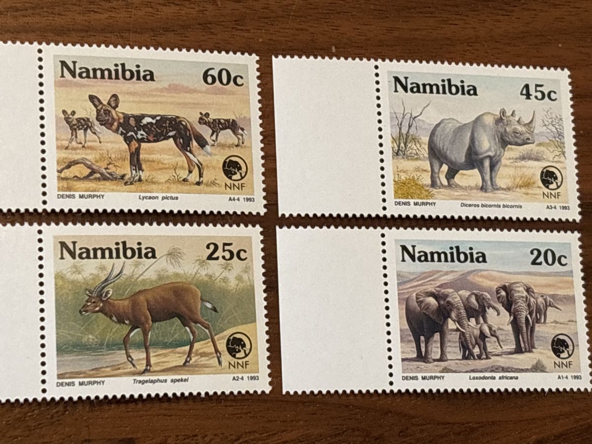 Tutti i francobolli: Namibia Tier Briefmarken 1983-93 4er Set WWF NNF – Nuovo e nell'imballaggio originale da Zürich venduto da engebrunau