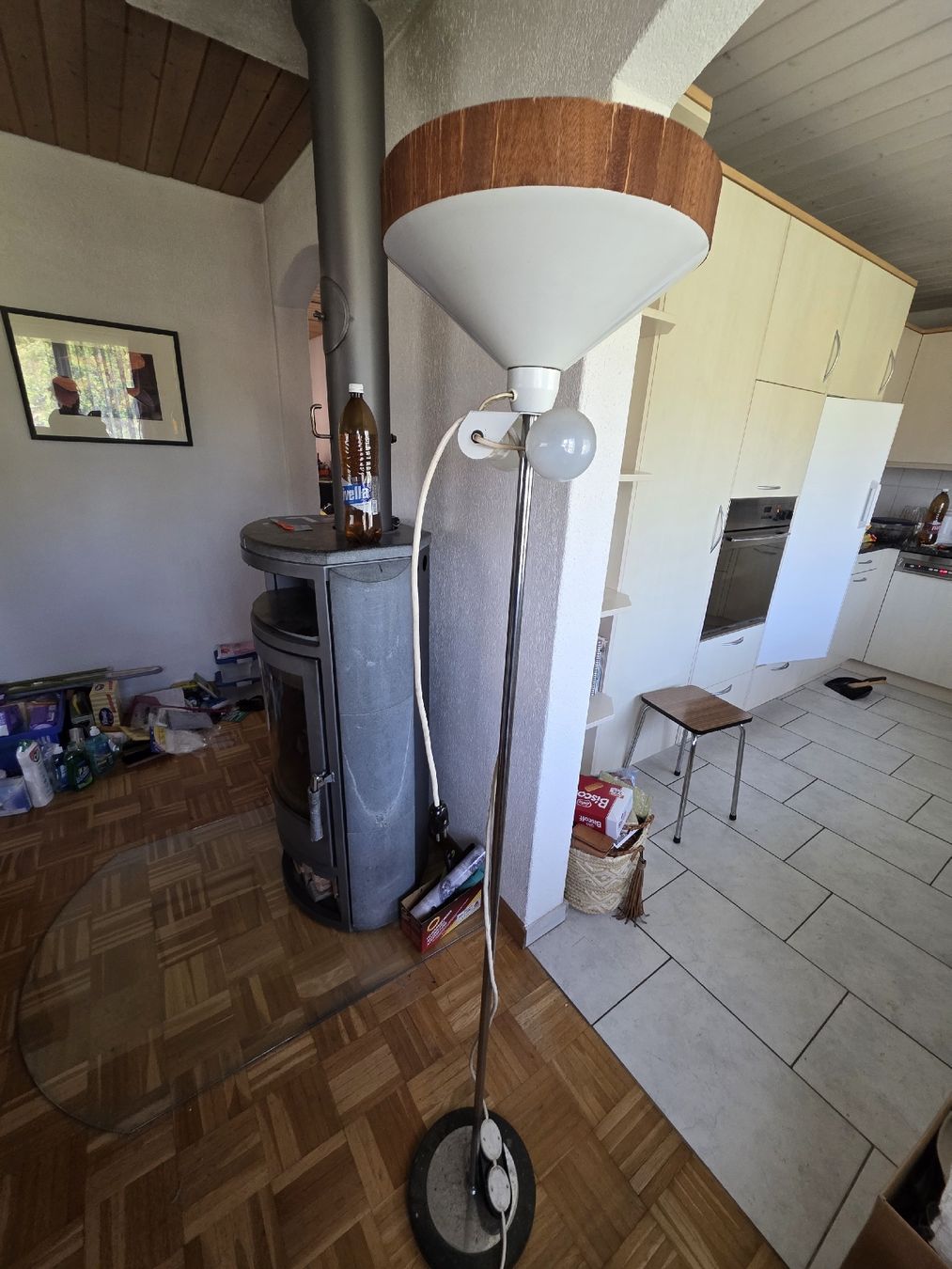 Lampade: Stehlampe mit 3 Lichtern und Holzapplikation – Usato da Ringgenberg BE venduto da roba_67 2