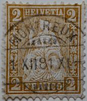 1881 sitz Helvetia Faserpapier Vollstempel Montreux 1.XII.81