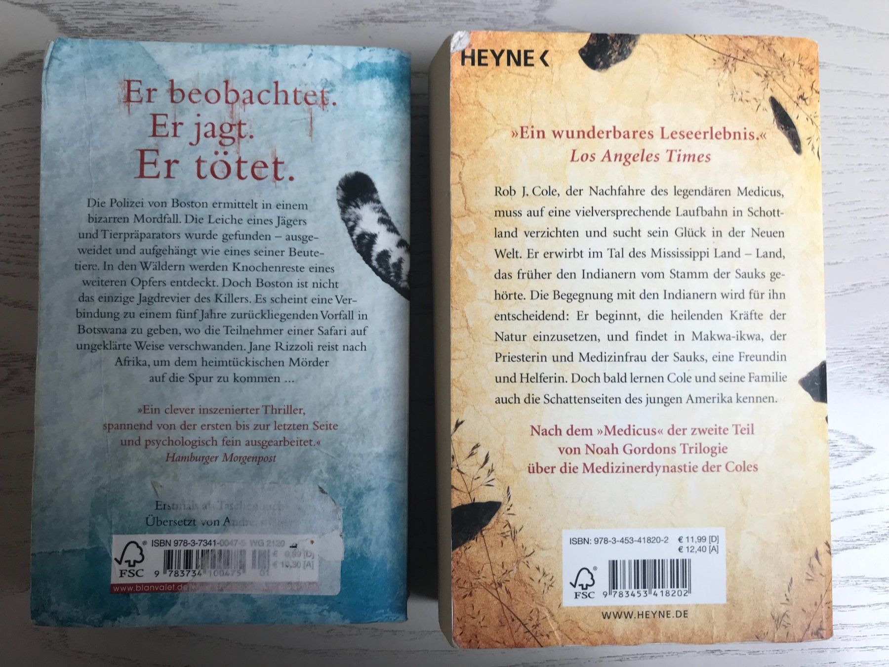 Libri: 2 Bücher - Noah Gordon / Tess Gerritsen – Usato da Geuensee venduto da Marras 1